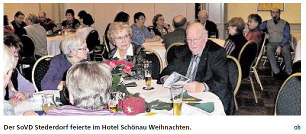 PAZ: Stederdorf: Sozialverband feierte Weihnachten der SoVd Stederdorf feierte im Hotel Schönau Weihnachten. oh