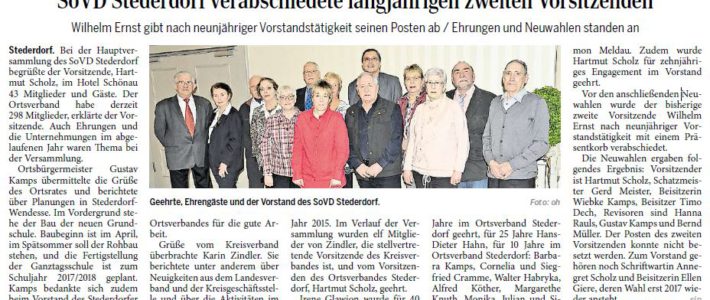 PAZ: SoVD Stederdorf verabschiedete langjährigen zweiten Vorsitzenden PAZ: SoVD Stederdorf verabschiedete langjährigen zweiten Vorsitzenden