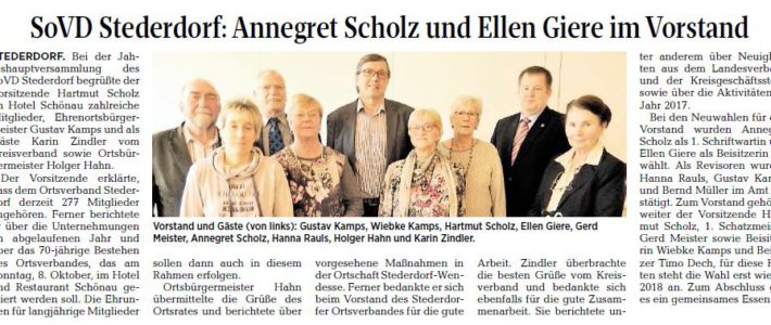 PAZ: SoVD Stederdorf: Annegret Scholz und Ellen Giere im Vorstand PAZ: SoVD Stederdorf: Annegret Scholz und Ellen Giere im Vorstand