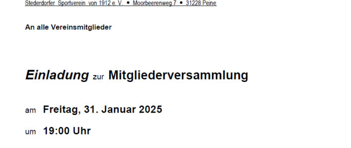 Vorankündigung zur SSV Mitgliederversammlung 2025 Vorankündigung zur SSV Mitgliederversammlung 2025