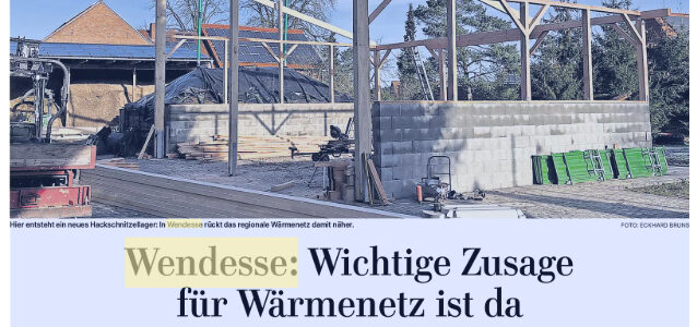 PAZ: Wendesse: Wichtige Zusage für Wärmenetz ist da PAZ: Wendesse: Wichtige Zusage für Wärmenetz ist da