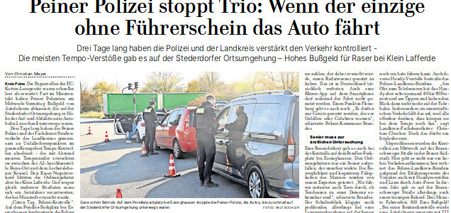 PAZ: Peiner Polizei stoppt Trio: Wenn der einzige ohne Führerschein das Auto fährt PAZ: Peiner Polizei stoppt Trio: Wenn der einzige ohne Führerschein das Auto fährt